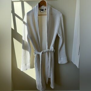 BROOKLINEN Turkish Cotton Waffle Knit Belted Robe Bathrobe Loungewear XS‎ S